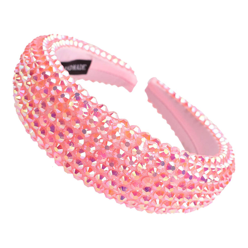 SP SOPHIA COLLECTION Women's Sparkling Crystal Padded Rhinestone Wide Bejeweled Hair Headband Party Hairband Hair Accessories in Pink SP Sophia Collection Store