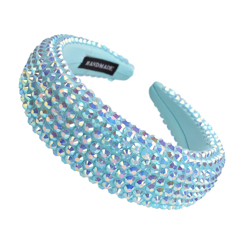 SP SOPHIA COLLECTION Women's Sparkling Crystal Padded Rhinestone Wide Bejeweled Hair Headband Party Hairband Hair Accessories in Aqua SP Sophia Collection Store