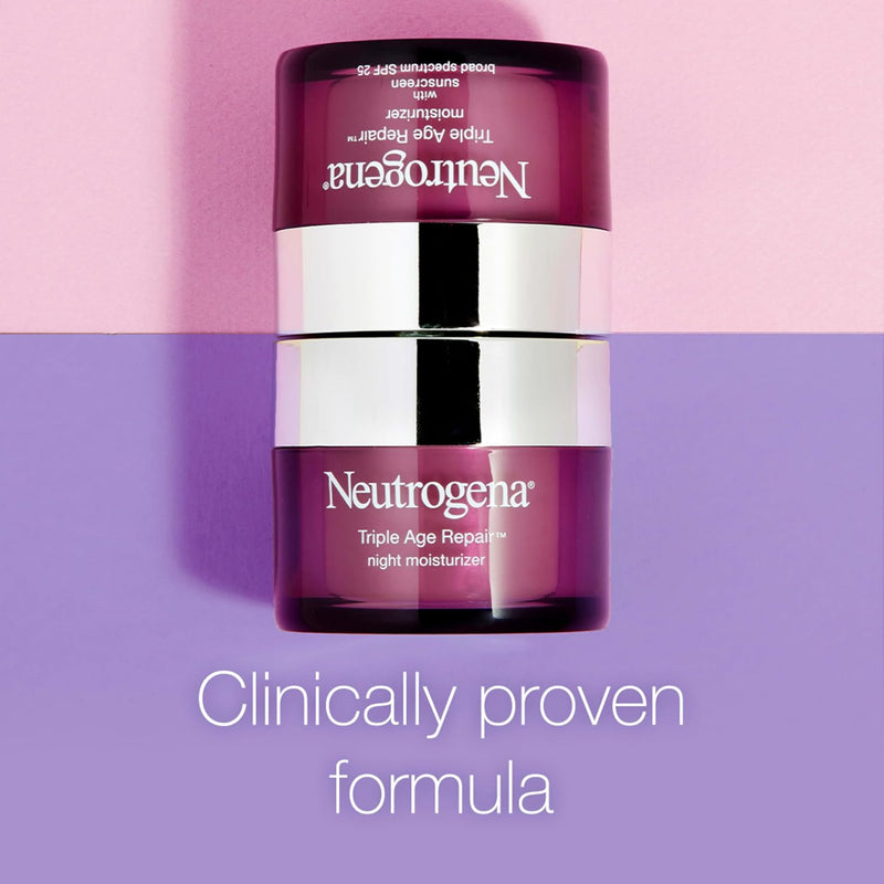 Neutrogena Triple Age Repair Night Cream, 1.7oz Jar, Anti-Aging Face Cream, Face Moisturizer For Women & Men, Hydrating Night Face Moisturizer for Even Skin Tone & Firming, Vitamin C Infinity Warehouse