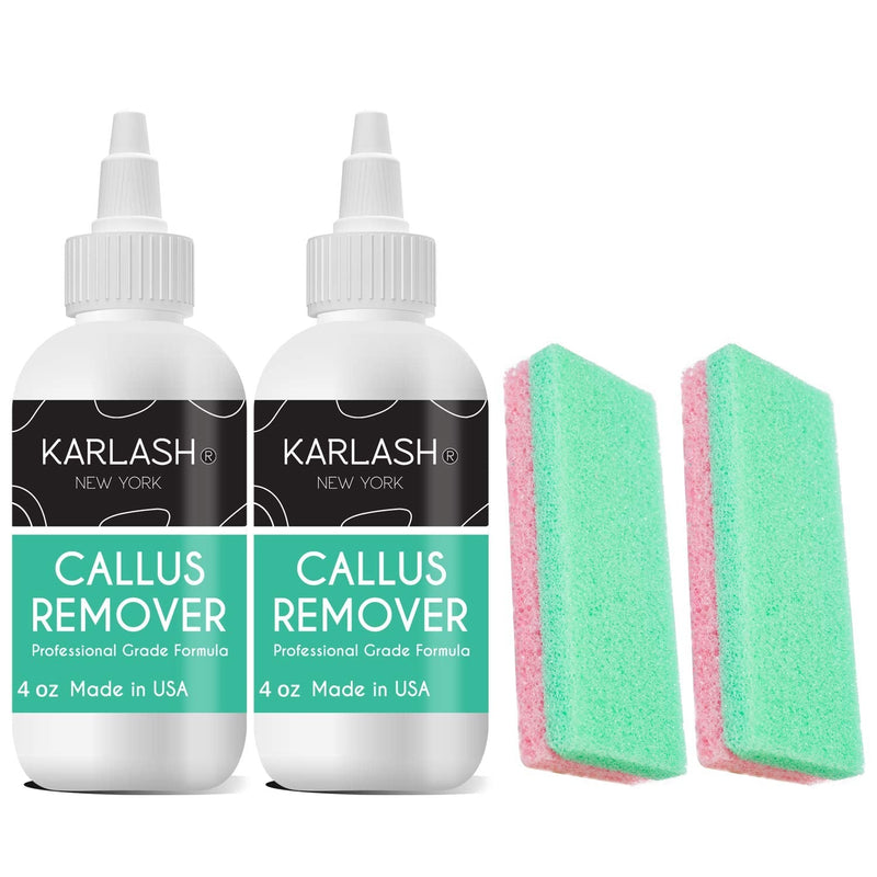 Professional Best Callus Remover Gel for Feet And Foot Pumice Stone Scrubber Kit Remove Hard Skins Heels and Tough Callouses from feet Quickly and Effortless 4 oz (2 Bottles) Karlash