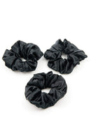 Hair Luxe Premium Mulberry Silk Scrunchies (3 Black, 3) Hair Luxe