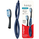 Colgate Keep Soft Manual Toothbrush for Adults with 2 Whitening Brush Heads, Navy Colgate