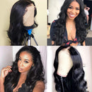 ISEE Hair Transparent Lace Front Wigs Body Wave Human Hair Wigs For Black Women Pre Plucked Natural Hairline 150% Density 13x6 Lace Front Wigs with Baby Hair Natural Black Color 16 Inch ISEE Store