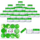 Beauticom 20 gram/20ml Empty Clear Small Round Travel Container Jar Pots with Lids for Make Up Powder, Eyeshadow Pigments, Lotion, Creams, Lip Balm, Lip Gloss, Samples (48 Pieces, Green) Beauticom