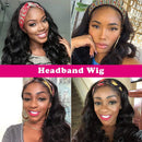 Headband Wigs for Black Women Body Wave Human Hair Wigs Glueless None Lace Front Wigs Brazilian Virgin Hair Machine Made Body Wave Headband Wig 150% Density prime Hair 28 inch Beafay Hair