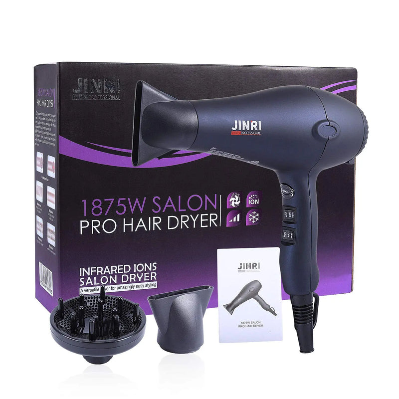 1875w Professional Tourmaline Hair Dryer, Negative Ionic Salon Hair Blow Dryer,DC Motor Light Weight Low Noise Hair Dryers with Diffuser & Concentrator（Blue-Black） Kaleep