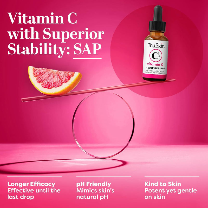 TruSkin Vitamin C Super Serum - Niacinamide, Retinol, Hyaluronic & Salicylic Acid - All-in-One Anti Aging Serum for Face – Improve Appearance of Dark Spots, Firmness for Brighter Looking Skin, 2 Fl Oz Infinity Warehouse