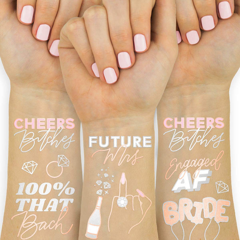 xo, Fetti Future Mrs + Cheers Tattoos - 30 Glitter Styles | Bachelorette Party Decoration, Bridesmaid Favor, Bride to Be Gift + Bridal Shower Supplies xo, Fetti