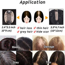 S-noilite Silk Base Topper Human Hair Piece Clip in Crown Toupee Top Hair Extensions Silk Topper for Women Replacement for Slight Hair Loss Thinning Hair 130% Density (16"-50g,