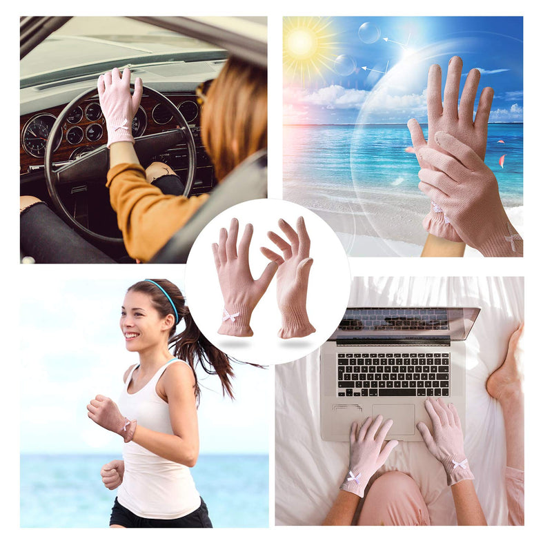 EvridWear Beauty Cotton Gloves with Touchscreen Fingers for SPA, Eczema, Dry Hands, Hand Care, Day and Night Moisturizing, 3 Sizes in Feather or Light Weight (6 pair S/M, Feather Weight Pink Color) Evridwear