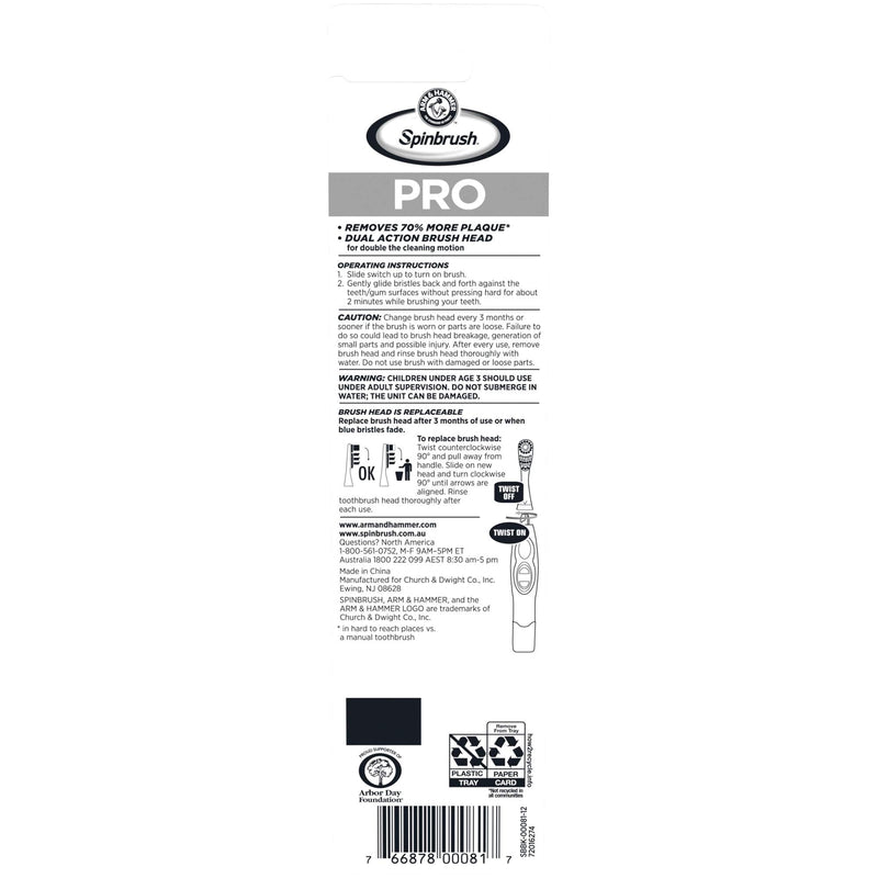 Spinbrush PRO CLEAN Refill, Medium Bristles, Includes 2 Replacement Heads for Battery Powered Toothbrushes Arm & Hammer