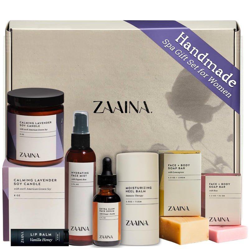 ZAAINA Spa Gift Set for Her - Relaxation Spa Kit for Women, Handmade in USA, Pampering At Home Bath and Body Self Care Spa Package, Luxury Spa Birthday Gifts for Women, Spa Gift Basket for Mom Infinity Warehouse