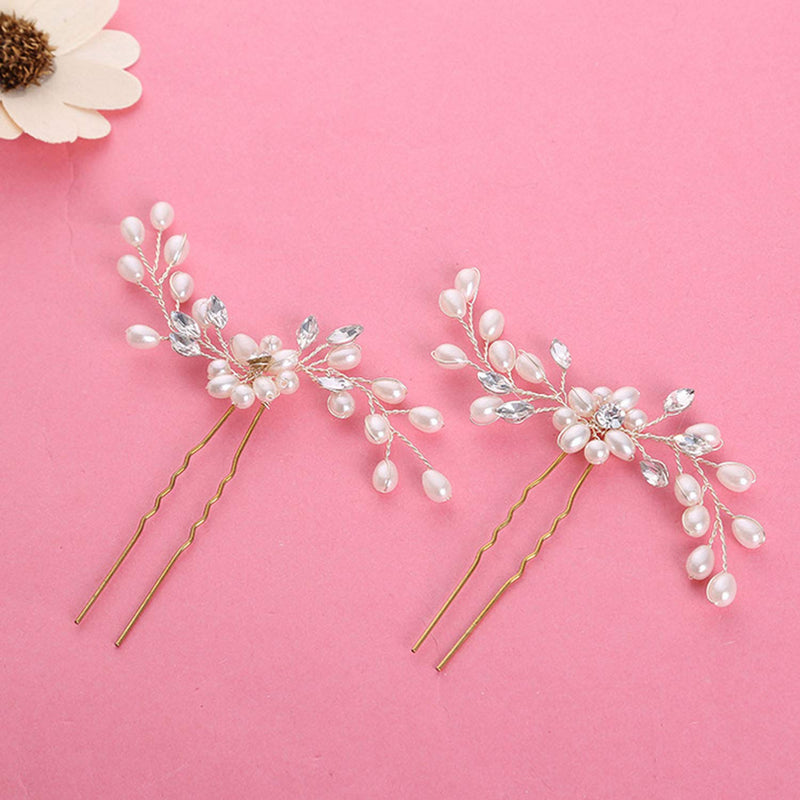 Bridal Hair Pins - Wedding Hair Clips Set Pearl Rhinestones Bride Headpiece Hair Accessories for Women TreatMe
