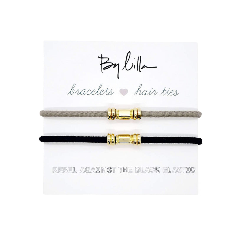 By Lilla Barre Elastic Hair Ties and Bracelets | Set of Two Hair Tie-Bracelets | Hair Accessories for Women | No Crease Hair Ties & Women’s Bracelets | Gold (Black/Starfish) By Lilla
