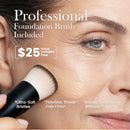 Color Changing Foundation with Professional Brush for Mature Skin: No Settling, Buildable Coverage, 12-Hour Hydration & Wear, Light to Medium Tones, Fragrance-Free - 1 FL OZ Infinity Warehouse