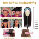 Highlights Headband Wig for Women Black Mix Red Long Straight Headband Wig Premium Synthetic Headband Wig Natural Glueless None Lace Front Wigs with Headbands & Wig Caps(Wigs 22”) Angels Beauty