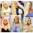 Aopusi 613 Blonde Hair Bundles with Closure (16 18 20+14,Free Part) Brazilian Human Hair Body Wave Bundles with 4×4 Lace Closure Virgin Hair 3 Bundles with Closure Body Wave Human Hair with Closure Aopusi