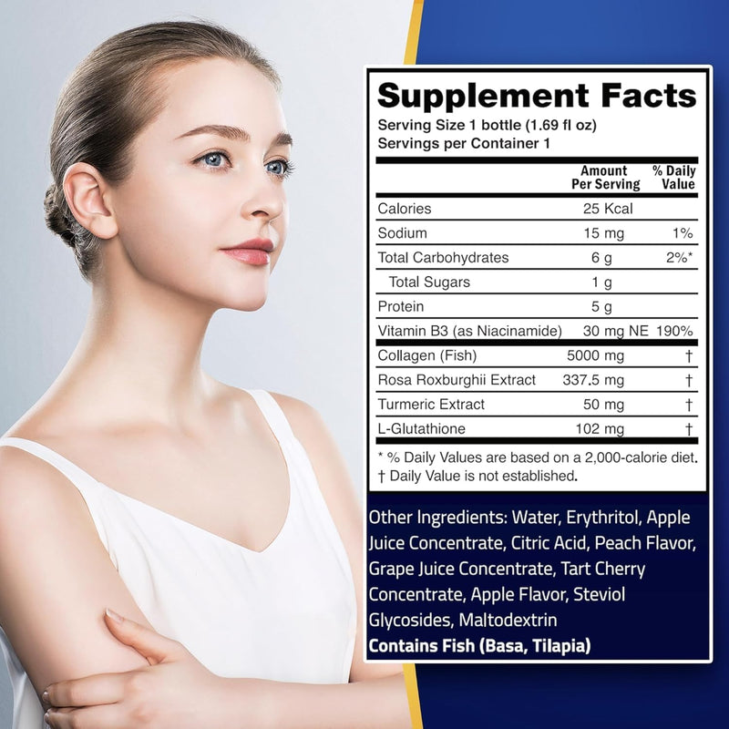 Ageless Anti Aging Collagen Liquid - Marine Collagen, Turmeric, Glutathione, and Rosa Roxburghi - 50 ml (10 Count) Infinity Warehouse