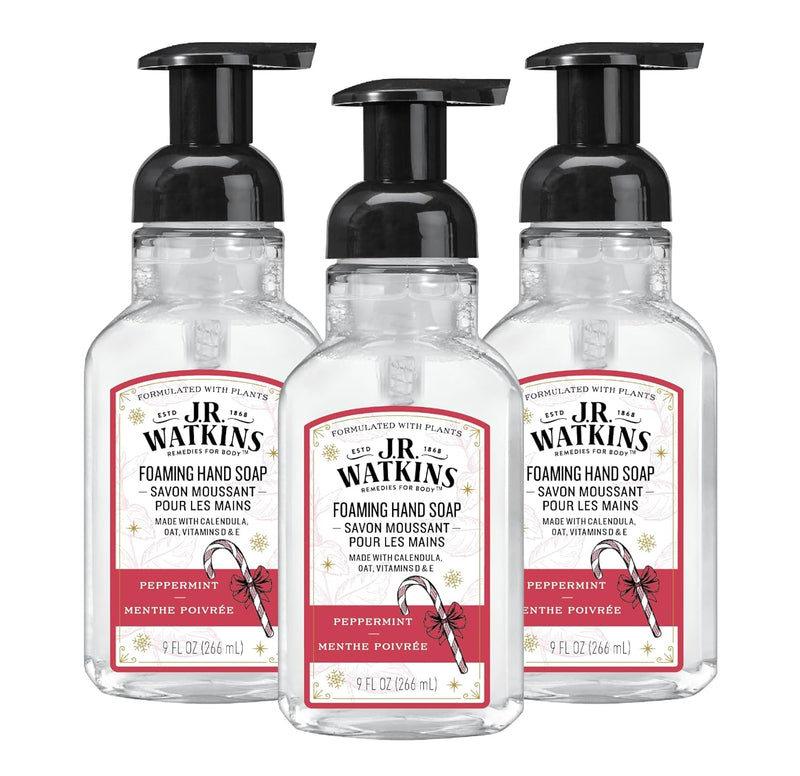 J.R. Watkins Foaming Hand Soap Pump with Dispenser, Moisturizing Hand Soap Foam, Alcohol-Free, Cruelty-Free, , Use for Kitchen or Bathroom, Eucalyptus, 9 fl oz,3 Pack Infinity Warehouse