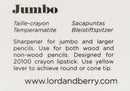 Lord & Berry JUMBO Makeup Cosmetic Pencil Sharpener, Easy To Clean Lord&Berry