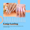Beetles Nail Tips and Glue Gel Nail Kit, 2 In 1 Nail Gel and Base Gel with 500Pcs Coffin Nails Tips and LED Lamp DIY Nail Art Acrylic Nail Kit Easy Nail Extension Set beetles Gel Polish