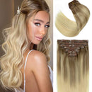 Lacer Silky Straight Clip in Hair Extensions Human Hair Lace Double Weft Ombre B