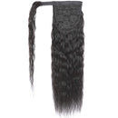 Corn Wave Ponytail Human Hair Extension Black Color Brazilian Hair Clip in Wrap Around Corn Wave Human Hair Ponytail 10A Grade Ponytail Hair Full Thick Bouncy Hair 130 Gram 16 Inch Feelgrace
