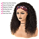 HeadBand Wig Curly Human Hair Wigs for Black Women Brazilian 10A Human Hair None Lace Front Water Wave Wigs Machine Made Wigs Natural Color 150% Density 24 Inch MISSJAY
