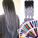 24 Inch Jumbo Braids Hair Extensions Ombre High Temperature Synthetic Hair African Rainbow Box Braiding Hair for Senegal Twist 100g/pack 2 Tones Black/Grey 5 Packs Hairro Store