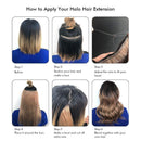 Sassina Halo Hair Extensions Human Hair, Invisible Miracle Wire, One Piece Fish Line Hair Extensions