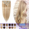 100% Human Hair Clip in Hair Extensions Thin Highlight #18/613 Ash Blonde Mix Bleach Blonde 18 Inch Long Straight 7pcs 15 Clips 65g Straight Clip on Hairpiece Machine Weft for Women Hairro