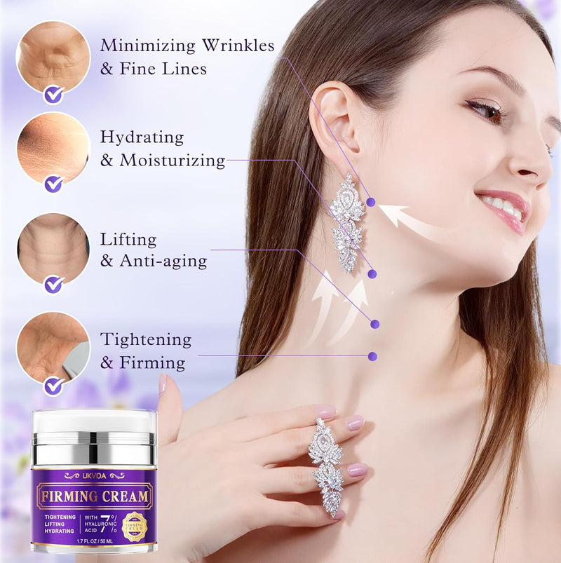 Neck Firming Cream, Anti-Aging Face Moisturizer for Women with Retinol, Collagen & Hyaluronic Acid, Tighten and Lift Neck Cream 1.7 Fl Oz Infinity Warehouse