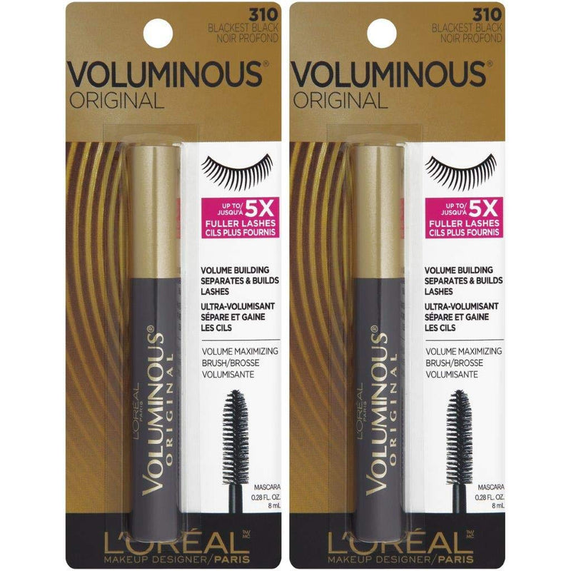 L’Oreal Paris Makeup Voluminous Original Volume Building Mascara, Blackest Black, 2 Count L'Oreal Paris