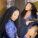 UNice Hair Curly Lace Front Human Hair Wigs for Black Women 150% Density Unprocessed Brazilian Virgin Hair 13x4 Lace Frontal Wig with Baby Hair for Women Natural Black Color (14 Inch) UNICE Store