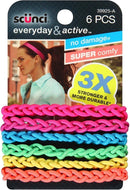 Scunci Everyday and Active Strand Elastics | Assorted Colors | 6-Pcs per Pack | 1-Pack Scunci