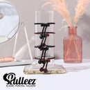 Pulleez Sliding Ponytail Holder, Set of 2 - Acrylic Charms - Black/ Brown Elastic Hair Ties Pulleez
