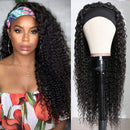 Eooma Curly Headband Wig Human Hair Wigs for Black Women (26 inch) Briazilian Scarf Wig No Gel Glueless Remy Curly None Lace Front Wigs Human Hair Eooma
