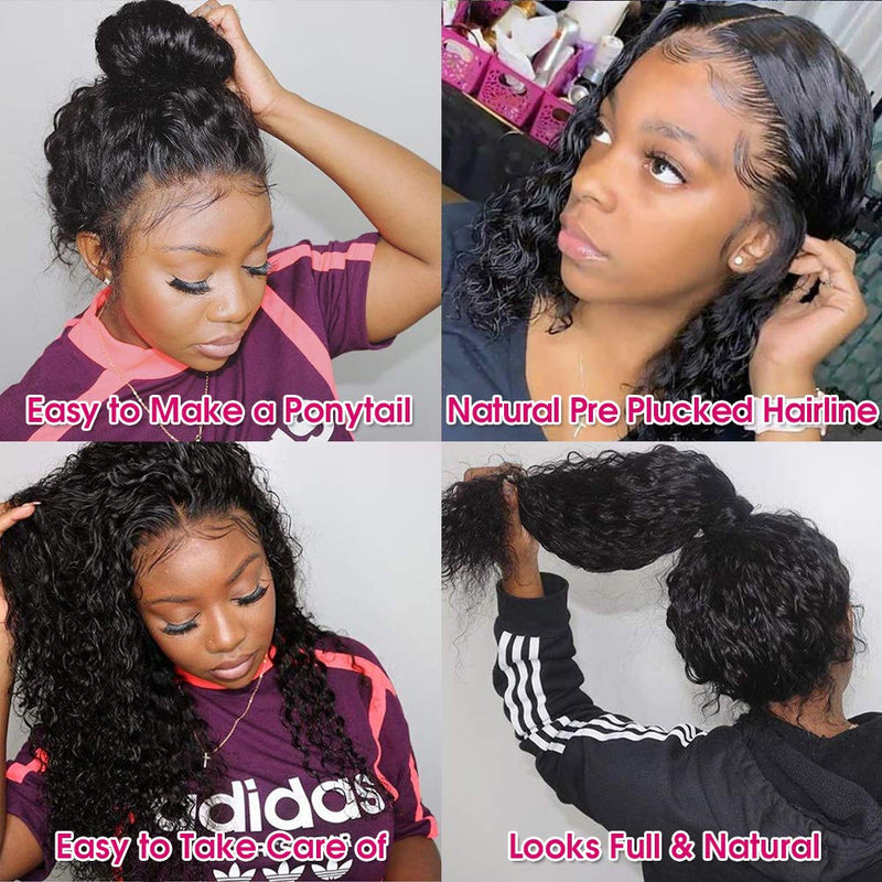 Alibeauty Lace Front Wigs Human Hair For Black Women 150% Density Brazilian Water Wave Human Hair Wigs with Baby Hair Pre Plucked Natural Hairline Wigs(22 Inch) Alibeauty Store