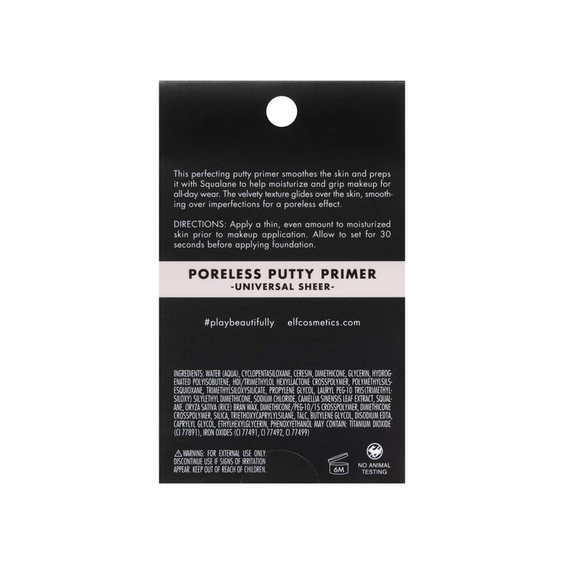e.l.f. Poreless Putty Primer, Silky, Skin-Perfecting, Lightweight, Long Lasting, Smooths, Hydrates, Minimizes Pores, Flawless Base, All-Day Wear, Flawless Finish, Ideal for All Skin Types, 0.74 Fl Oz e.l.f.