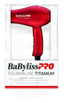 BaBylissPRO TT Tourmaline Titanium Travel Dryer, Red BaBylissPRO