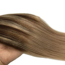 GOO GOO 120g 24 inch Hair Extensions Clip in Human Hair Chocolate Brown Fading to Dirty Blonde Real Remy Human Hair Extensions Clip in Real Natural Hair Extensions 7 Pieces Silky Straight GOO GOO Store