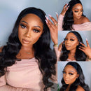 Headband Wigs for Black Women Body Wave Human Hair Wigs Glueless None Lace Front Wigs Brazilian Virgin Hair Machine Made Body Wave Headband Wig 150% Density prime Hair 28 inch Beafay Hair
