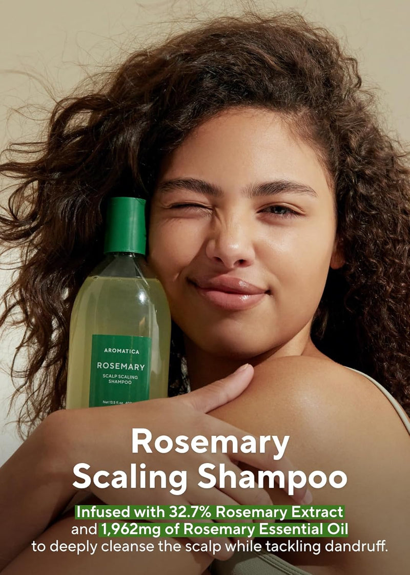 AROMATICA Rosemary Scalp Scaling Shampoo - Korean hair care with Thinning Hair Loss Natural Rosemary Essential oil for Women - Vegan Hair Growth - Free from Sulfate, Silicone, and Paraben (13.53 oz) Infinity Warehouse