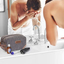 emissary Men's Toiletry Bag Leather and Canvas Travel Toiletry Bag Dopp Kit for Men Shaving Bag for Travel Accessories (Gray) emissary