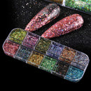 Hanzel Nail Powder Set - 12 Jars Flashing Crystal Sequins,Glitter Aurora Chameleon Powder,Christmas Decoration for Nail or Artworks, Pretty Colors,Easy apply at Home or Premium Salon (A5) Hanzel