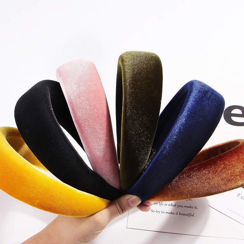 Headbands Women Hair Head Bands - 6 Pcs Diademas Para Mujer De Moda Accessories Velvet Padded Head Bands Cute Beauty Fashion Hairbands Girls Vintage Thick Hair Bands Ivyu