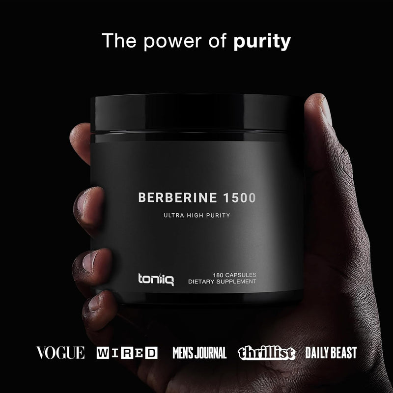 Toniiq Berberine HCl — 100:1 Concentrated Extract • 97% Berberine HCl • Third-Party Tested cGMP — Berberine Supplement — 180 Vegetarian Capsules, 1500 mg per Serving Infinity Warehouse