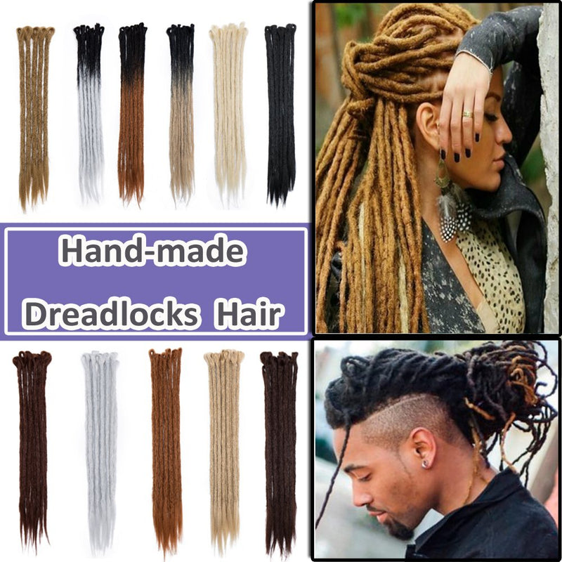 20 Inch Handmade Dreadlocks Braids Extensions Faux Locs Crochet Hair 30 strands Dreads Hair Reggae Hip-Pop Hair for Men and Women Black Hairro