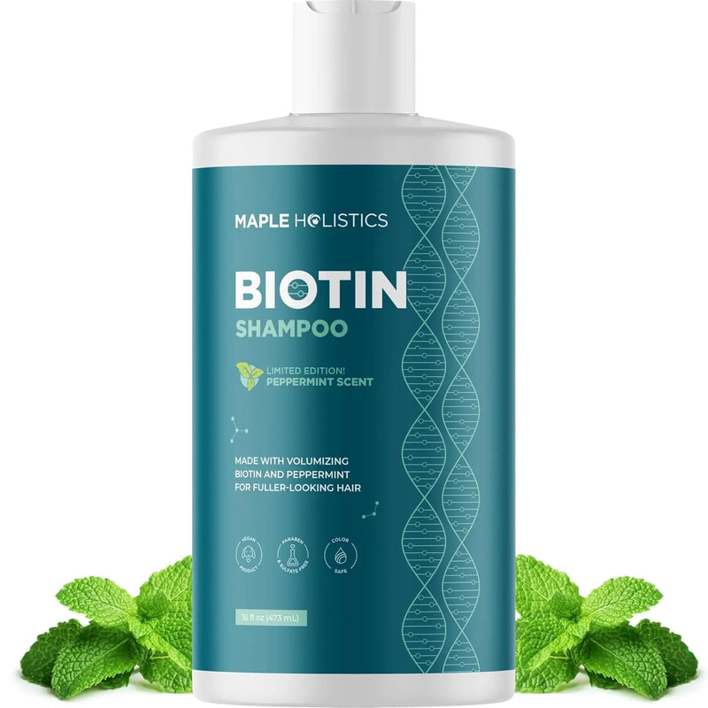 Volumizing Biotin Shampoo for Thinning Hair - Thin Hair Shampoo with Peppermint Argan and Essential Oils for Hair Care - Vegan Sulfate Free Shampoo for Damaged Dry Hair Paraben and Cruelty Free (Mint) Infinity Warehouse