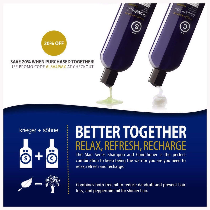 k+s Shampoo and Conditioner Bundle, Man Series, Contains Tea Tree Oil, for All Hair Types, 2x 16oz bottles krieger + söhne Store